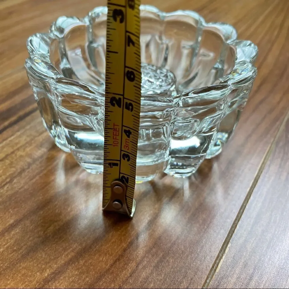 Vintage Heavy Glass  Flower Tapered Candle Holder
